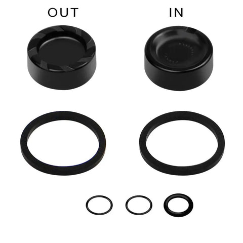Pro Grade Ceramic Double Piston Hydraulic Brake Caliper Piston Repair Kit components layout with O-rings