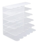 Clear Acrylic Desk Organizer With Five Compartments For Mail And Office Supplies, Vertical Desktop Letter Sorter, side view