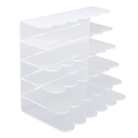 Clear Acrylic Desk Organizer With Five Compartments For Mail And Office Supplies, Vertical Desktop Letter Sorter, side view