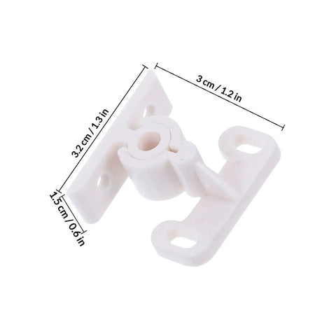12 Pack Plastic Door Ball Catch Latches For Cabinets Closets Drawers, white latch with measurements, durable plastic build