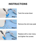 Instructions for using Soft Silicone Eyeglasses Nose Pads With Air Cushion For Ultra All Day Comfort No Slip 6 Pairs Screw In Metal Core