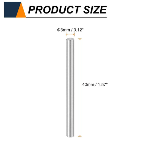 50 Pack M3 Dowel Pins 3mm By 40mm 304 Stainless Steel Cylindrical Shelf Support Pegs For Metal And Wood Furniture DIY Enthusiasts Installations Quick Fit Easy Insertion And Removal Durable Fasteners product size illustration.