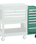 Heavy Duty 7 Drawer Side Tool Chest With Powder Coated Green Finish Durable Garage Tool Cabinet For Workshop Organization