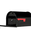 Side view of Marshall Locking Mailbox Large Black With Concealed Locking Compartment Rugged Rust Resistant Steel Construction