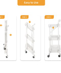 Assembly guide for Three-Tier Folding Rolling Utility Cart With Wheels Foldable Storage Organizer With Three Hanging Cups And Six Hooks.