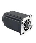 Heavy Duty Nema43 Stepper Motor Featuring Six Amp Draw And Rock Solid Sixteen Newton Meter Torque, angled view showing the front and shaft.