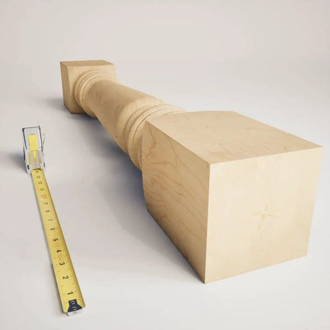 Legacy Tapered Cabinet Column 5 W X 5 D X 35.5 In Height Unfinished Maple with measuring tape for size reference
