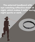 Replacement Elastic Headlamp Strap with 1 inch wide, sweatproof, no slip strip visible on silhouette runner at night.