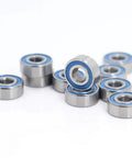MR104RS Blue Sealed 4 By 10mm ABEC 3 Ball Bearings For Hobby Electric RC Cars And Trucks shown in a ten pack