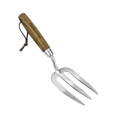 Heavy Duty Weeding Fork With Sharp Tines And Comfortable Wood Handle For Fast Weed Uprooting, Deep Roots Loosening, Stainless Steel Fork