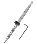 Workhorse Pocket Hole Drill Bit Set With Depth Stop Collar For Precise Pocket Holes And Clean Guided Drilling In Woodworking Projects Two Pack Featuring One Quarter Inch Hex Shank Bits And Includes L Wrenches By POWERTEC, showing a drill bit with depth stop collar and L wrench