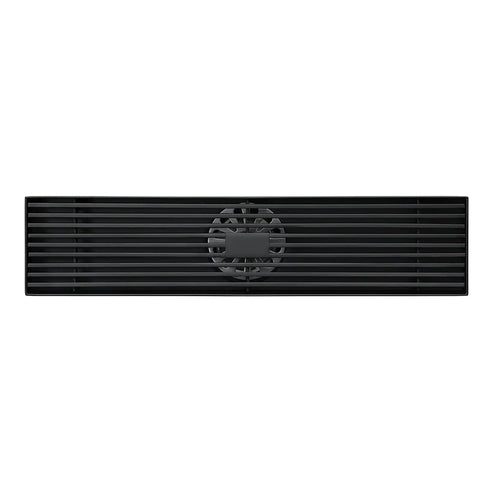 Heavy Duty Stainless Steel Rectangle Shower Drain Tile Insert Grate in black, designed for quick drainage and easy cleaning.