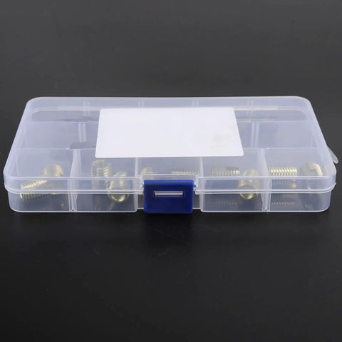 12 Piece M8 By 1.25 Thread Repair Kit With Self Tapping Inserts For Automotive, Military, Home Appliances, Engineering Plastics, And Die Castings, Built Tough To Stop Loosening And Resist Vibration, in storage case