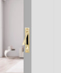 Pocket Door Edge Pull 4 Inch Flush Mount Handle In Brushed Brass Satin Brass Finish With Stainless Steel Construction Installed View