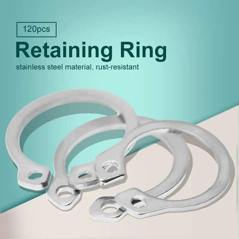 Stainless Steel C Clip Circlip External Retaining Rings Set 9mm To 14mm With Box 120 Piece Assortment for mechanical assemblies.