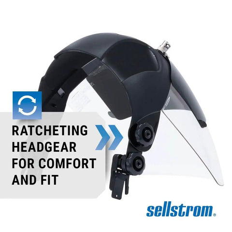 Universal Slot Adapter Safety Face Shield For Plasma And Flame Cutting With Clear Polycarbonate Window and Ratcheting Headgear