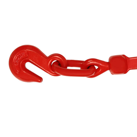 Heavy Duty Lever Chain Binder for Five Sixteenths to Three Eighths Inch Chains, 9200 Lb Working Load Limit, red forged grab hook