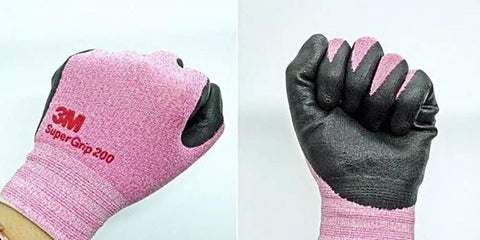 Nitrile Work Gloves With Foam Coating And Smart Touch For Phone Use, 5 Pairs Medium Pink, Non Slip Grip Like A Pro shown in use