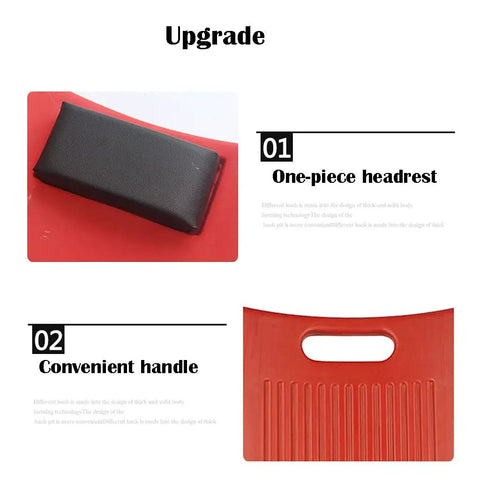 Built Different Mechanic Rolling Creeper With Ergonomic Padded Headrest And Smooth Gliding Universal Casters Featuring Dual Storage Trays And Rugged Carry Handle Supporting Three Hundred Fifty Pounds