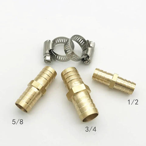 Five Pack Brass Garden Hose Connectors For Half Inch Hoses With Stainless Steel Clamps Hose Mender Kit For Quick Repair And Leak Proof.