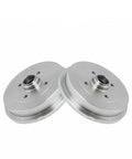 Two silver starter motor hubs with central bore and four mounting holes