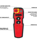 Replacement Compact Chain Hoist Kit 18V 1 Ton Capacity With Remote, features detailed remote control layout and indicators.