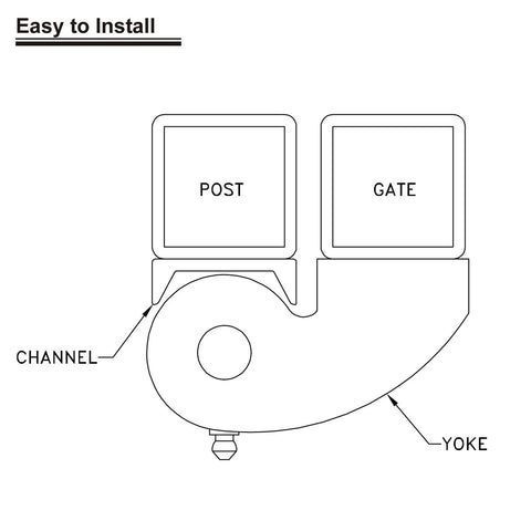 Beefy 7 Inch Face Mount Gate Hinges Bolt On Weld On Roller Bearing For Large Driveway Gates Up To 1100 Pounds 2062P Lubricable Iron Gate Hinge Pair With 180 Degree Swing installed on post and gate, easy to install diagram