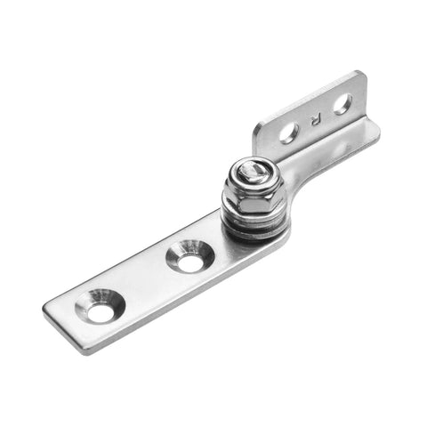 Close-up of a stainless steel torque shaft hinge 76x14mm, part of the Torque Shaft Hinge Set For Folding Tables Windows And Doors 2 Pair Stainless Steel Flip Hinges With Screws 76x14mm Left And Right Easy Install Built To Last Heavy Duty Durable Flip Hinge For Furniture.