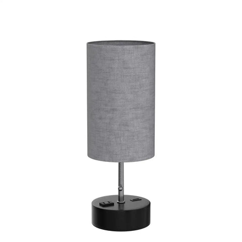 Three Color Temperature Bedside Lamp With USB A Port And USB C Port, No Frills Compact Nightstand Table Lamp, Gray Finish