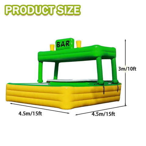 Green Inflatable PVC Pool Bar For Outdoor Water Parties With Illuminated Bar Sign Waterproof And Durable Poolside Entertainment Station Portable Backyard Beverage Bar For Summer Parties Green Epic, measuring 4.5m x 3m