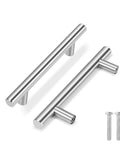 Prime 5 Pack Of Slick 6 Inch Brushed Nickel Cabinet Handles For Kitchen Drawers And Cupboards Stainless Steel Door Pulls With No Hassle 3 8 Inch Hole Center Spacing For Smooth Furniture Level Up Daily view of two stainless steel handles with screws
