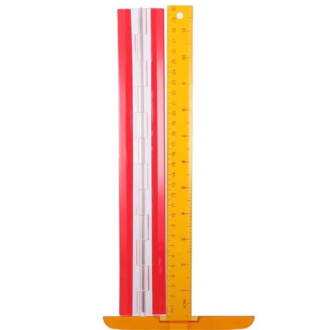 Two Pack Self Adhesive Piano Hinge Transparent Plastic Butt Long For Piano Projects, red hinge next to yellow ruler