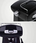 Close-up of a Semi Automatic Espresso Machine For Home And Small Cafe Italian Style Electric Coffee Maker with simple button controls.