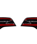 Top Shelf Tail Light Set For 2016 To 2020 Tesla Model X Left Right Inner Pair Rear Side Lamps Solid Plug And Play Swap Fit Factory Match Colors showing close-up view of LED rear lamp assemblies.