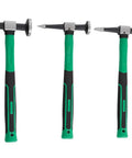 Three hammers from the 9 Piece Auto Body Hammer And Dolly Dent Repair Kit For Fender Sheet Metal Shaping And Car Body Correction