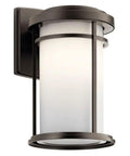 13.5 Inch LED Outdoor Wall Light With Satin Etched Glass In Black And Old Bronze Finish Arts And Crafts Style Exterior Lantern