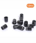 Universal Black Golf Club Ferrules For Iron Shafts, 12 Pack With Single Silver Ring, 0.355 Inch Tip, black durable plastic ferrules