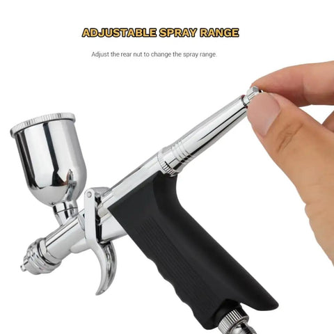 Heavy Duty Gravity Feed Dual Action Pistol Grip Airbrush With Adjustable Flow Control and Killer Fine Detail Spray Gun, close-up of adjustable spray range.