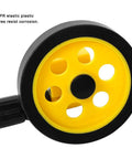 Close-up of Saluaqui Distance Measuring Wheel Wheel Measure WS 202 C2 yellow TPR tire featuring corrosion resistance.