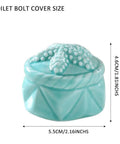 Dope Starfish Toilet Bolt Covers Set Of Two Slick Ceramic Light Blue Screw Caps For Easy Bathroom Decor Swap with size details.