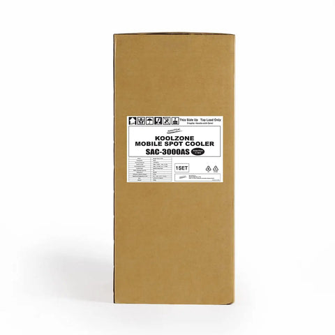 Box packaging of Heavy Duty Indoor Outdoor Spot Cooler With Twin Ducts And Auto Oscillating Airflow, 10,236 BTU Power