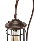 Industrial Floor Lamp With Adjustable Cage Shade, 62 Inch Tall Lantern Style Light lower section with cage close-up