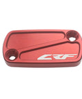CNC Aluminum Front And Rear Brake Fluid Reservoir Caps In Red For Honda CRF Series From 2002 To 2024 Including CRF Bikes