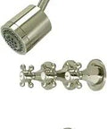 Metropolitan Triple Handle Tub And Shower Faucet in brushed nickel, wall mount with solid brass and ABS construction.