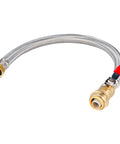 Heavy Duty 24 Inch Braided Stainless Steel Hot Water Heater Hose With Three Quarter Inch FIP To Three Quarter Inch Ball Valve