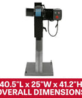 Pro Grade 3 By 79 Inch Belt Grinder With A Rock Solid 4 Hp Motor Built Like A Tank For Precise Belt Tracking And Smoother Grinds At 230 Or 460 Volt Three Phase side view showing dimensions 40.5"L x 25"W x 41.2"H
