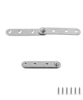Bulletproof Four Pack Concealed Cabinet Hinges Yield Slick Pivot Door Swing Heavy Duty Stainless Steel Resists Rust Thoroughly Comes With Complete Screw Kit For Dead Straight Diy Fixes, showing two hinges and screws.
