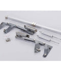 Translational Lift Up Cabinet Door Hinge With Pneumatic Lift Mechanism for 50-90cm cabinets, shown with components