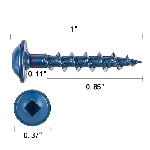 Exterior Pocket Hole Screws 1 Inch Size 8 With Coarse Thread And Square Drive Washer Head Rust Resistant diagram