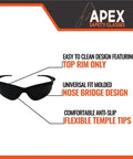 Foreman Approved Rugged Safety Glasses Featuring Anti Scratch And Anti Fog Coating Lightweight Comfort Fit Heavy Duty Tinted Lenses For Trade Crews Certified Bulk Pack Of 180, black tint, top rim design, flexible temple tips.